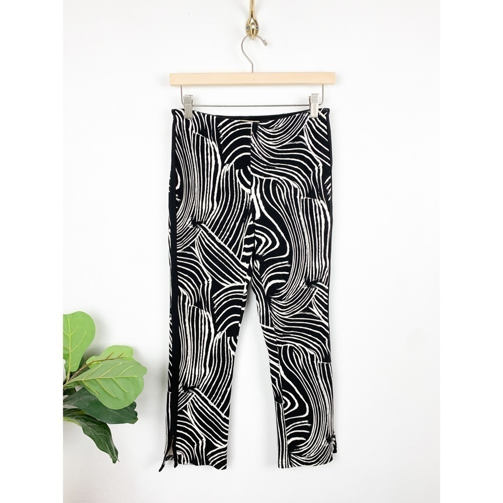 Elie. Elie Tahari Geo-Curves Zebra Print Stretch Cropped Pants Sz S
